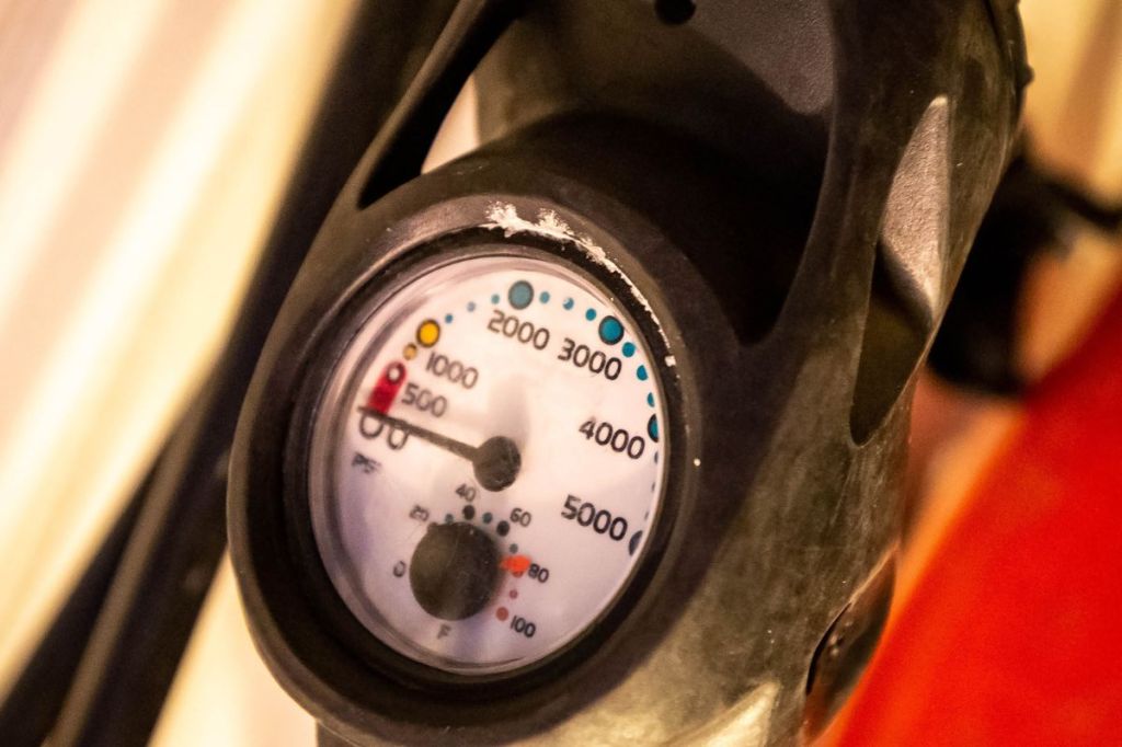 Scuba Diving Air Gauge showing empty
Empty Nest Diver