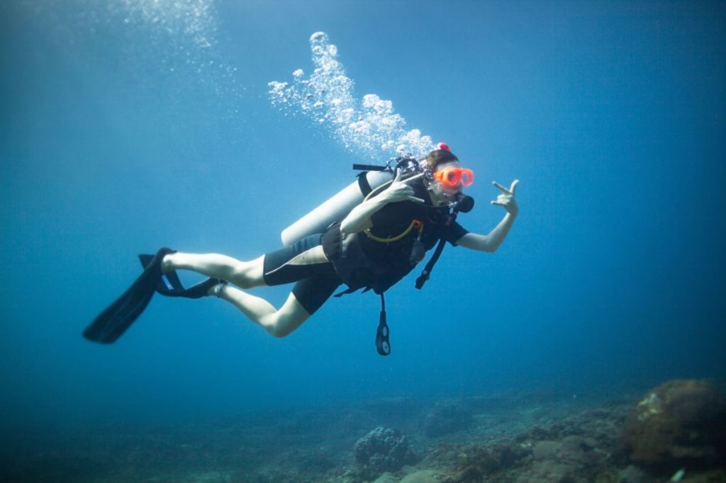 A scuba Woman underwater
Empty Nest Diver